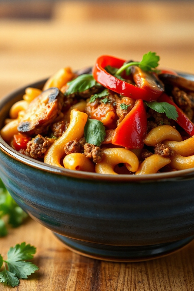 cook macaroni saut meat