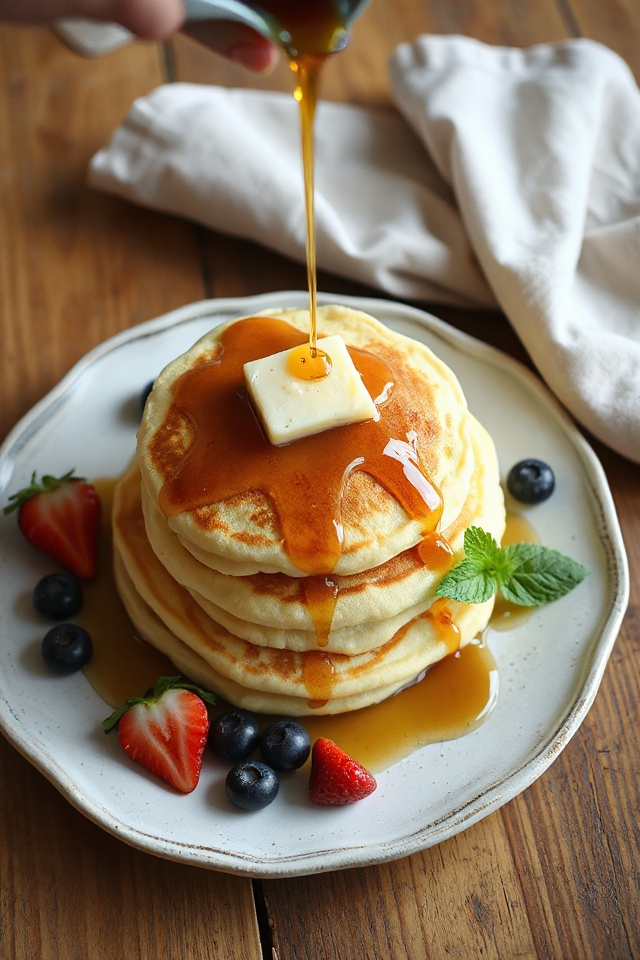 fluffy pancakes with syrup
