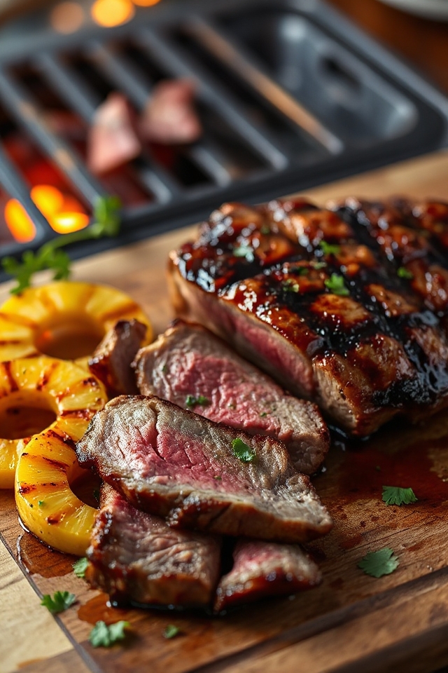 grilled pineapple soy steak