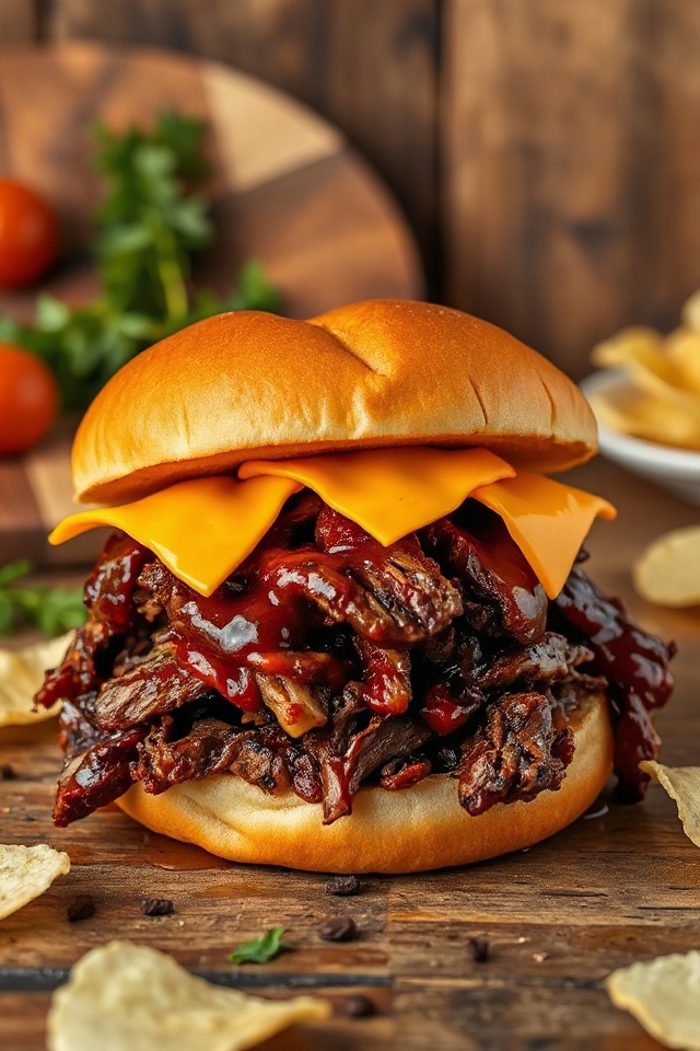 shredded beef barbecue sandwiches