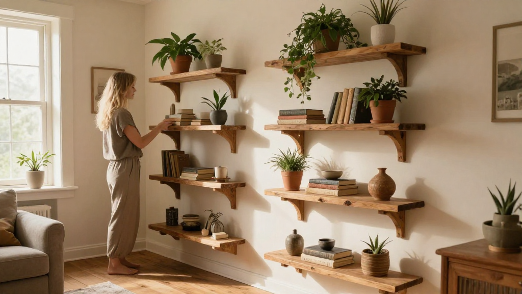 How to Style Rustic Wall Shelves